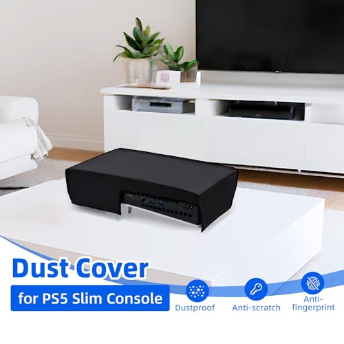 Wigearss Horizontal Mode Dust Cover For PS5 Slim Console 1680D Oxford cloth Anti-Scratch Dust Guard Backend cutaway design-Black