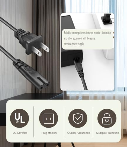 AC Power Cord Cable for Sony PS5 PS4 PS3 Playstation 5 4 3 Replacement Power Supply Wall Cable (10FT)