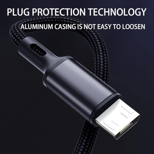 Charger Charging Cable for Xbox One Controller, Micro USB 2.0 Play Data Sync Nylon Braided Cord for Xbox One X, Xbox One S, wireless Controller, Playstation 4, PS4 Slim/Pro Controller (BLACK 2 PACK)