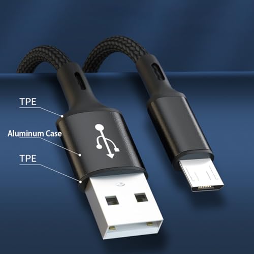 Charger Charging Cable for Xbox One Controller, Micro USB 2.0 Play Data Sync Nylon Braided Cord for Xbox One X, Xbox One S, wireless Controller, Playstation 4, PS4 Slim/Pro Controller (BLACK 2 PACK)