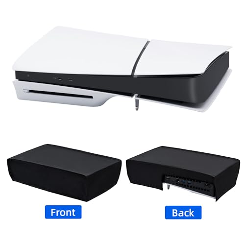 Wigearss Horizontal Mode Dust Cover For PS5 Slim Console 1680D Oxford cloth Anti-Scratch Dust Guard Backend cutaway design-Black