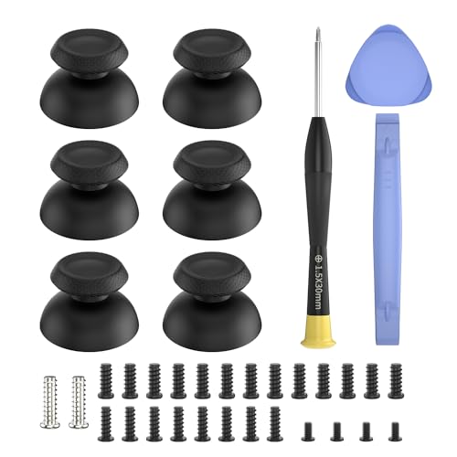 RGEEK Thumbsticks Replacement for PS5 Controller, Analog Stick Joysticks Grip Caps with Repair Kit for Playstation 5 Dualsense Controller, Black