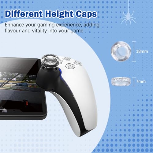 DLseego Thumb Grips Caps for Playstation Portal Remote Player, Full Protection Anti-Slip & Anti-Scratch Anti-Fingerprint Protective Cartoon Button Cap Cover 2 Thumb Stick Caps - White