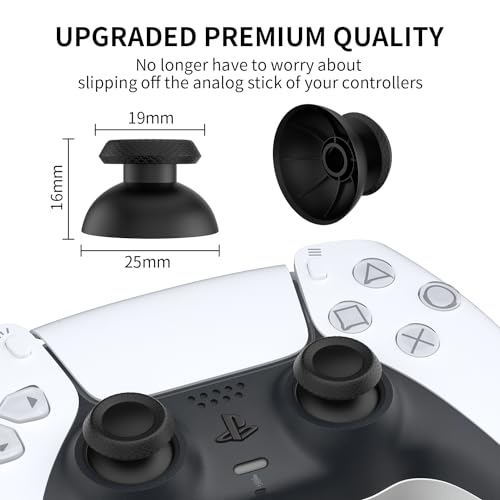 RGEEK Thumbsticks Replacement for PS5 Controller, Analog Stick Joysticks Grip Caps with Repair Kit for Playstation 5 Dualsense Controller, Black