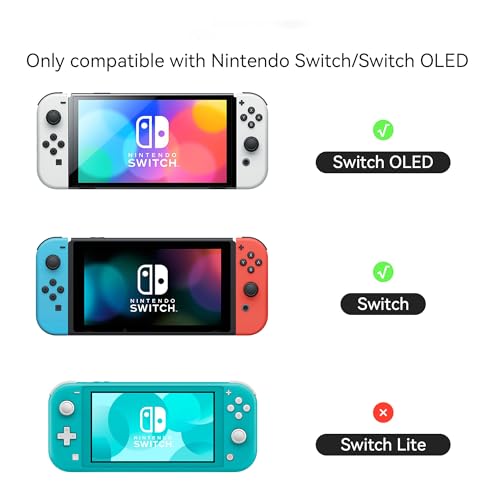 GeekShare Silicone Cross D-Pad Button Caps Set Heart Shape Joystick Cover - ABXY Key Buttons Sticker Compatible with Nintendo Switch/OLED Joy-Con - Pink & Blue