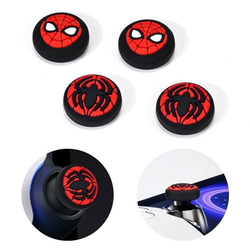 DLseego Thumb Grips Caps for Playstation Portal Remote Player, Full Protection Anti-Slip & Anti-Scratch Anti-Fingerprint Protective Cartoon Button Cap Cover 4 Thumb Stick Caps - Red