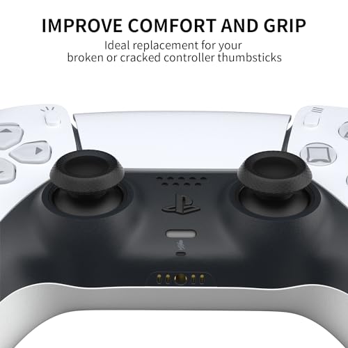 RGEEK Thumbsticks Replacement for PS5 Controller, Analog Stick Joysticks Grip Caps with Repair Kit for Playstation 5 Dualsense Controller, Black