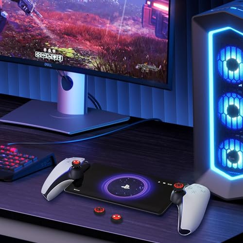 DLseego Thumb Grips Caps for Playstation Portal Remote Player, Full Protection Anti-Slip & Anti-Scratch Anti-Fingerprint Protective Cartoon Button Cap Cover 4 Thumb Stick Caps - Red