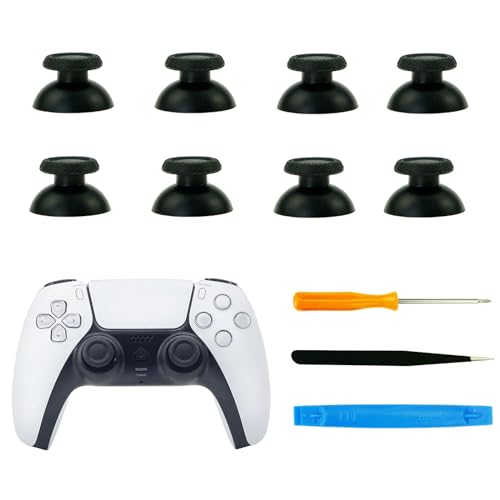 CTHTBZ 8PCS Replacement Thumbstick for PS5 Controller, Analog Joystick Thumb Grips Sticks Repair Kit Screwdriver Compatible with PS5 (Black)