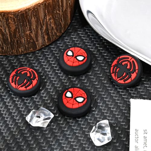 DLseego Thumb Grips Caps for Playstation Portal Remote Player, Full Protection Anti-Slip & Anti-Scratch Anti-Fingerprint Protective Cartoon Button Cap Cover 4 Thumb Stick Caps - Red