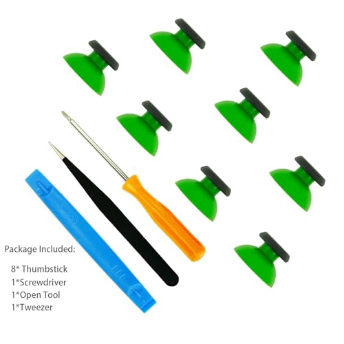 CTHTBZ 8PCS Replacement Thumbstick for PS5 Controller, Analog Joystick Thumb Grips Sticks Repair Kit Screwdriver Compatible with PS5 (Black)