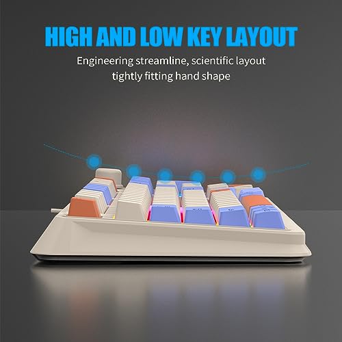TROCHIN Gaming Keyboard Wired Mixed Rainbow Led Light Compact PC Slient Keyboard with Number Pad Dust-Proof Wired Gaming Keyboard 94 Keys for Computer/Laptop/Office/Gaming