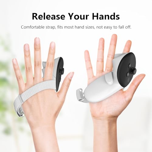 HZLucki Controller Grips Compatible with Meta/Oculus Quest 3, Adjustable Knuckle Straps Fits Most Hands, Soft Hand Cover for Quest 3 Accessories, Fit for Official Charging Dock Battery