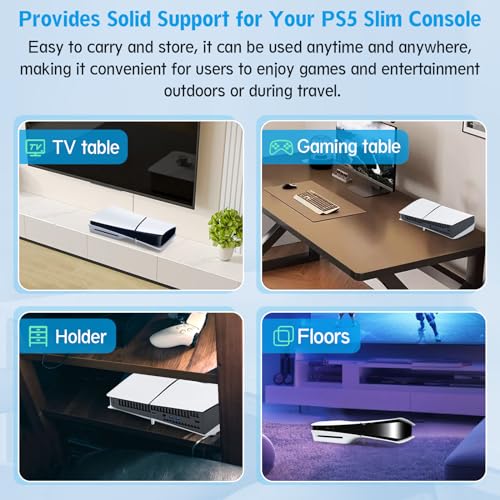 YWLRONG 4Pcs for PS5 Slim Stand Console Bracket Holder Flat Base Horizontal Stand Compatible with Sony Playstation 5 Slim Disc Edition Accessories(Transparent+Grey)