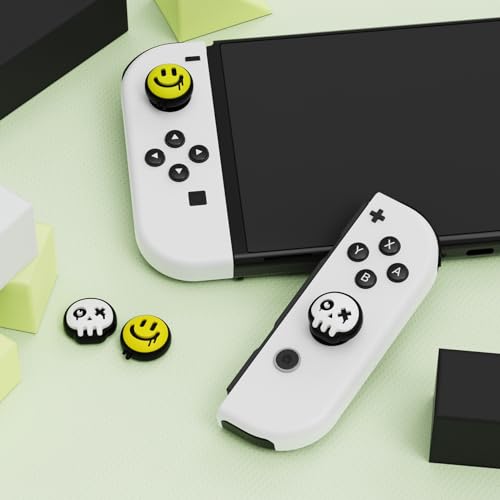 PlayVital Joystick Caps for Nintendo Switch, Thumbstick Caps for Switch Lite, Analog Cover for Switch OLED Joycon Thumb Grip Caps for Switch & Switch Lite & Switch OLED - Happy & Gloomy Style B