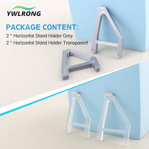 YWLRONG 4Pcs for PS5 Slim Stand Console Bracket Holder Flat Base Horizontal Stand Compatible with Sony Playstation 5 Slim Disc Edition Accessories(Transparent+Grey)