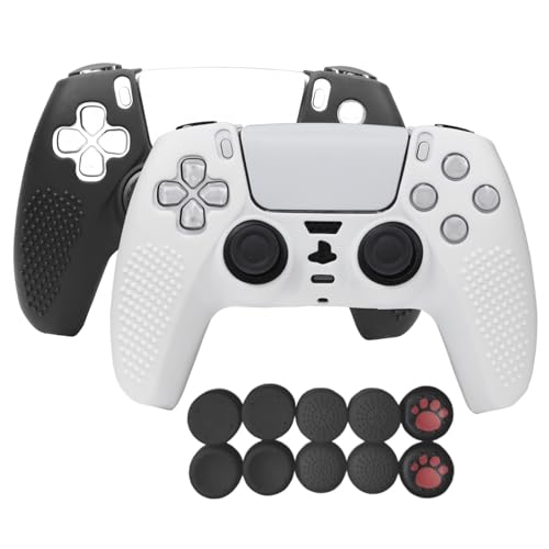 Bealuffe Controller Skin 2 Pack for PS5, Controller Cover for PS5 Silicone Protective Cover with Thumb Grip Caps