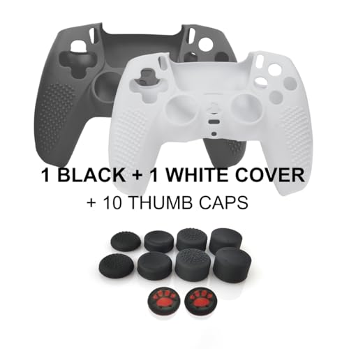 Bealuffe Controller Skin 2 Pack for PS5, Controller Cover for PS5 Silicone Protective Cover with Thumb Grip Caps