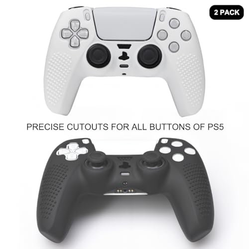 Bealuffe Controller Skin 2 Pack for PS5, Controller Cover for PS5 Silicone Protective Cover with Thumb Grip Caps