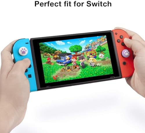 Switch Joycon Thumb Grip Caps, Cute Silicone Joystick Cover Compatible with Nintendo Switch/OLED/Switch Lite, Analog Stick Grips Button Covers for Switch, Cat Paw Pink