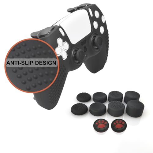 Bealuffe Controller Skin 2 Pack for PS5, Controller Cover for PS5 Silicone Protective Cover with Thumb Grip Caps