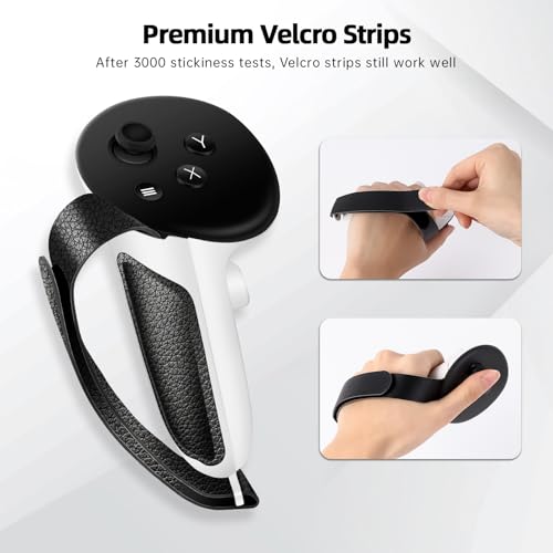 HCHRVR Controller Grips Compatible with Meta/Oculus Quest 3 Accessories,Non-Slip Handle Cover, Grips Cover with adjustable Knuckle Straps,Fit Official Charging Dock Battery