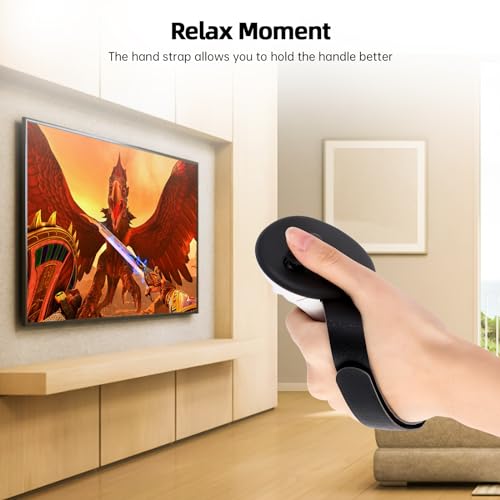 HCHRVR Controller Grips Compatible with Meta/Oculus Quest 3 Accessories,Non-Slip Handle Cover, Grips Cover with adjustable Knuckle Straps,Fit Official Charging Dock Battery