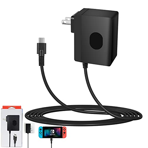 Fast Charger for Nintendo Switch AC Adapter 15V 2.6A Power Supply for Switch OLED/Switch Dock and Pro Controller (Support TV Mode) Travel Wall Charger with 6FT USB C Cable
