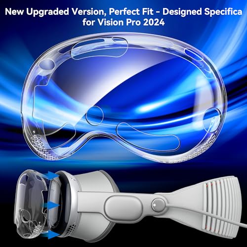SkyArmor Upgrade TPU Protective Cover for Apple Vision Pro Case, Transparent TPU Anti-Scratch Soft Slim Screen Protective Cover for Vision Pro VR Headset Glasses Accessories 2024