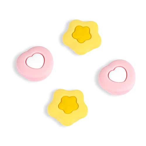 GeekShare Cute Thumb Grip Caps for Playstation 5 Controller, Thumbsticks Cover Set Compatible with Switch Pro Controller and PS4 PS5 Controller, 4Pcs - Cream Heart