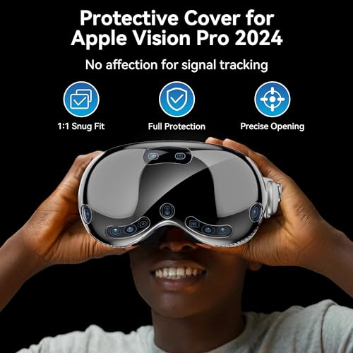 SkyArmor Upgrade TPU Protective Cover for Apple Vision Pro Case, Transparent TPU Anti-Scratch Soft Slim Screen Protective Cover for Vision Pro VR Headset Glasses Accessories 2024