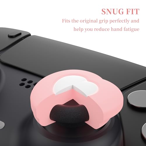 GeekShare Cute Thumb Grip Caps for Playstation 5 Controller, Thumbsticks Cover Set Compatible with Switch Pro Controller and PS4 PS5 Controller, 4Pcs - Cream Heart