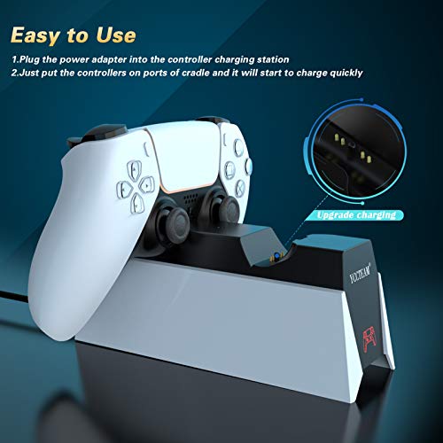 Y Team PS5 Controller Charger, PS5 Accessory Kit with Fast Charging AC Adapter 5V/3A,Game Controller Charging Station with LED Indicator, Fast Charger Docking Replacement for Playstation5 Controller
