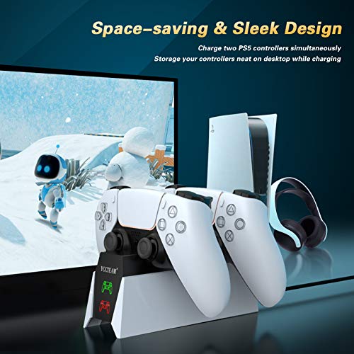 Y Team PS5 Controller Charger, PS5 Accessory Kit with Fast Charging AC Adapter 5V/3A,Game Controller Charging Station with LED Indicator, Fast Charger Docking Replacement for Playstation5 Controller