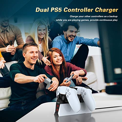 Y Team PS5 Controller Charger, PS5 Accessory Kit with Fast Charging AC Adapter 5V/3A,Game Controller Charging Station with LED Indicator, Fast Charger Docking Replacement for Playstation5 Controller