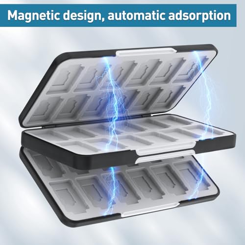 QLoztyse Game Card Case for Switch - Black Cartridge Cases with 48 Games Cards and 24 Micro Slots Double Layer Holder for Gamer Storage Organizer