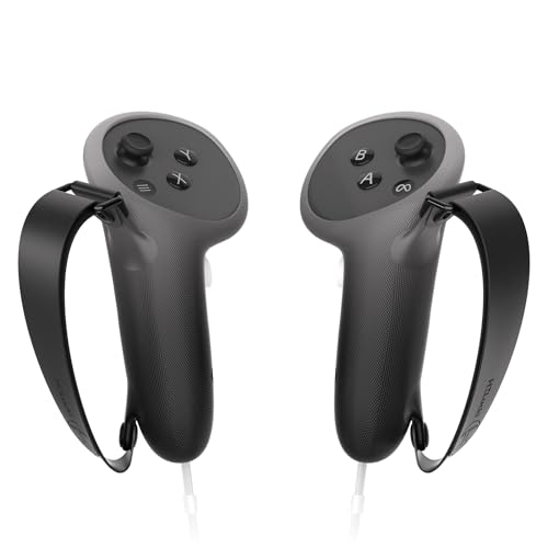 HZLucki Upgraded Controller Grips Compatible with Meta Quest 3 Accessories, Extended Gradient Silicone Controller Strap, Widened Adjustable Knuckle Straps Fits Most Hands (Black)