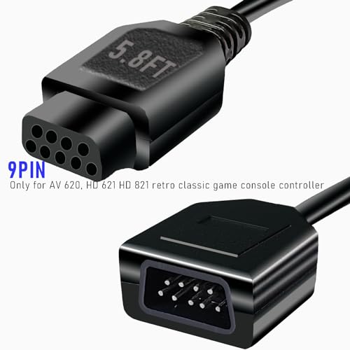 HEORLD 9 Pin Controller Extension Cable 6Ft for AV 620 HD 621 HD 821 NES Classic Retro Game Console Plug and Play Wired Video Game Controller Gamepad Extension Cable for sega Genesis Mini 2(2 Pack)