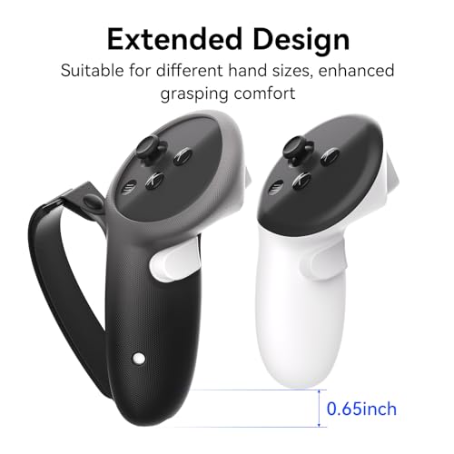 HZLucki Upgraded Controller Grips Compatible with Meta Quest 3 Accessories, Extended Gradient Silicone Controller Strap, Widened Adjustable Knuckle Straps Fits Most Hands (Black)