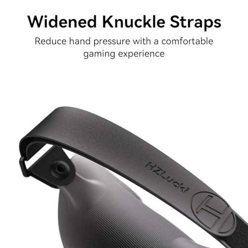 HZLucki Upgraded Controller Grips Compatible with Meta Quest 3 Accessories, Extended Gradient Silicone Controller Strap, Widened Adjustable Knuckle Straps Fits Most Hands (Black)