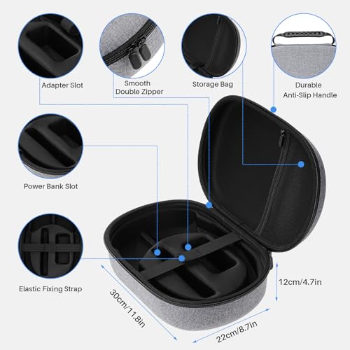 ZOOS for Apple Vision Pro Case Hard Carrying Case for Vision Pro Accessories VR Headset, Shockproof Waterproof Travel Case Storage Bag Compatible with Apple Vision Pro for Travel Home Storage, Grey