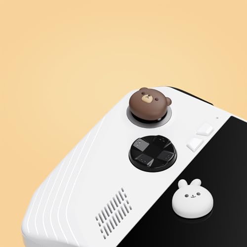 PlayVital Cute Thumb Grip Caps for ROG Ally, Accessories Silicone Joystick Caps Thumbsticks Grips for ROG Ally Console - Chubby Bear & Smiley Bunny