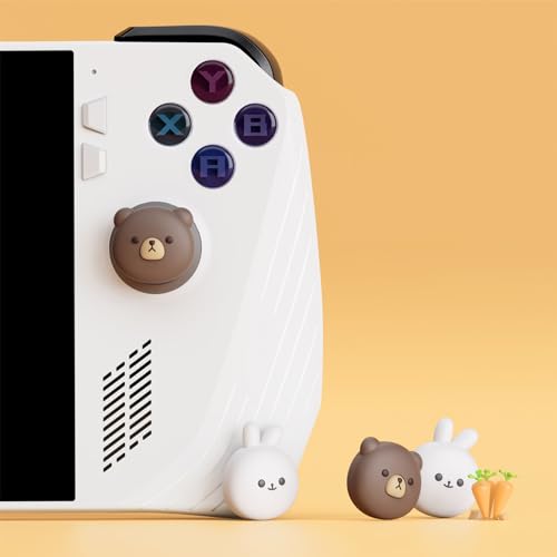 PlayVital Cute Thumb Grip Caps for ROG Ally, Accessories Silicone Joystick Caps Thumbsticks Grips for ROG Ally Console - Chubby Bear & Smiley Bunny