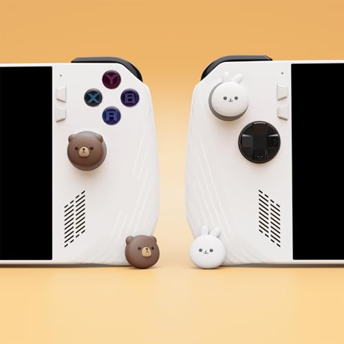 PlayVital Cute Thumb Grip Caps for ROG Ally, Accessories Silicone Joystick Caps Thumbsticks Grips for ROG Ally Console - Chubby Bear & Smiley Bunny
