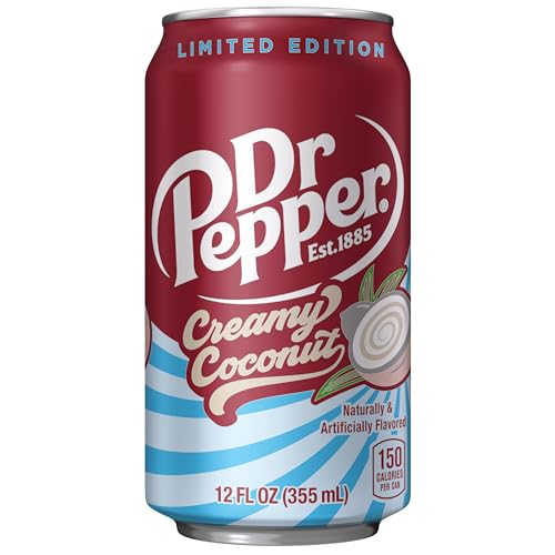 Dr Pepper Creamy Coconut Soda, 12 fl oz cans, 12 Pack