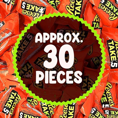 Reeces Take 5 Candy Bar Snack Size - 1.5 Pounds Approx 30 Pieces Of Crunchy Pretzels - Smooth Peanut Butter - Salty Peanuts & Sweet Caramel All Covered In A Chocolaty Coating - Individually Wrapped - Take Five Candy Bars Snack Size
