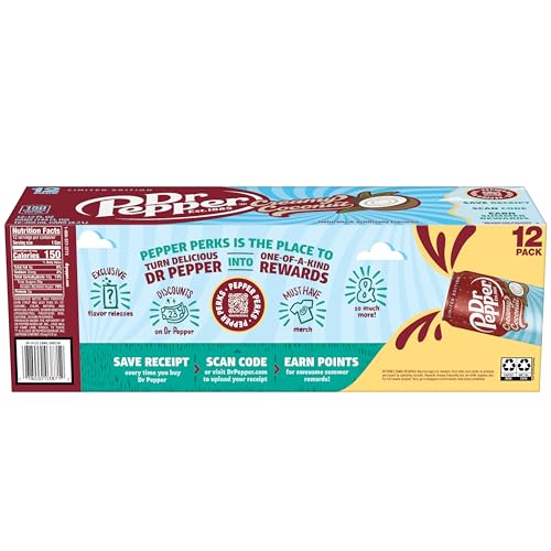 Dr Pepper Creamy Coconut Soda, 12 fl oz cans, 12 Pack