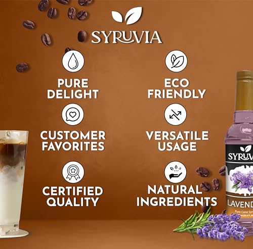 Syruvia Lavender Syrup for Coffee & Cocktails 25.4 Ounces Syrups for Coffee Drinks