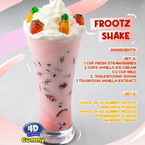 Amos 4D Gummy Candy Fruit Snacks, 3D Fruit Shaped Gummies Natural Flavors, For Party or Cupcake Toppers, Resealable 2.19oz Bag (Pack of 3)