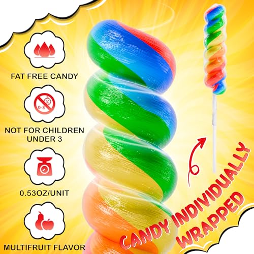 Swirl Lollipops Individually Wrapped MultiFruit 30pk x 0.6oz - Twisty Lollipop Rainbow Suckers For Rainbow Party Favors - Rainbow Candy For Party Favors - Rainbow Lollipops Swirl Suckers & Lollipops